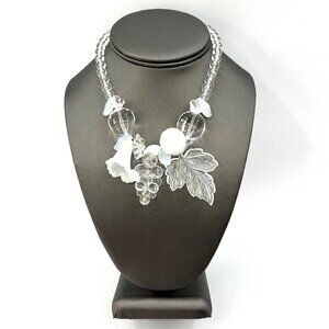 Vintage Bigal French Lucite Grapes Leaves Angel's Trumpet Collar Necklace 15"